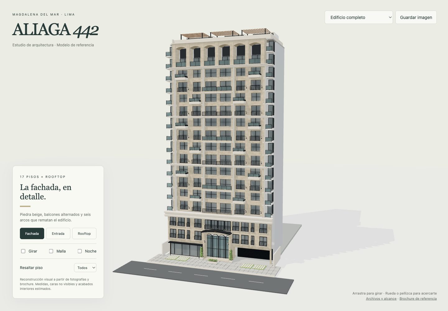 La web con visor 3D interactivo del edificio